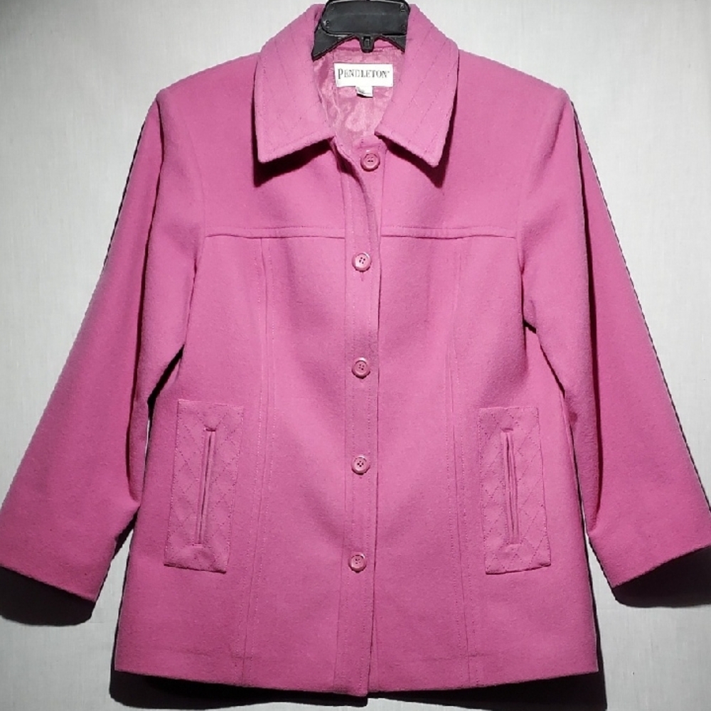 Pendleton 100% merino wool mauve pink women's button-up jacket size large